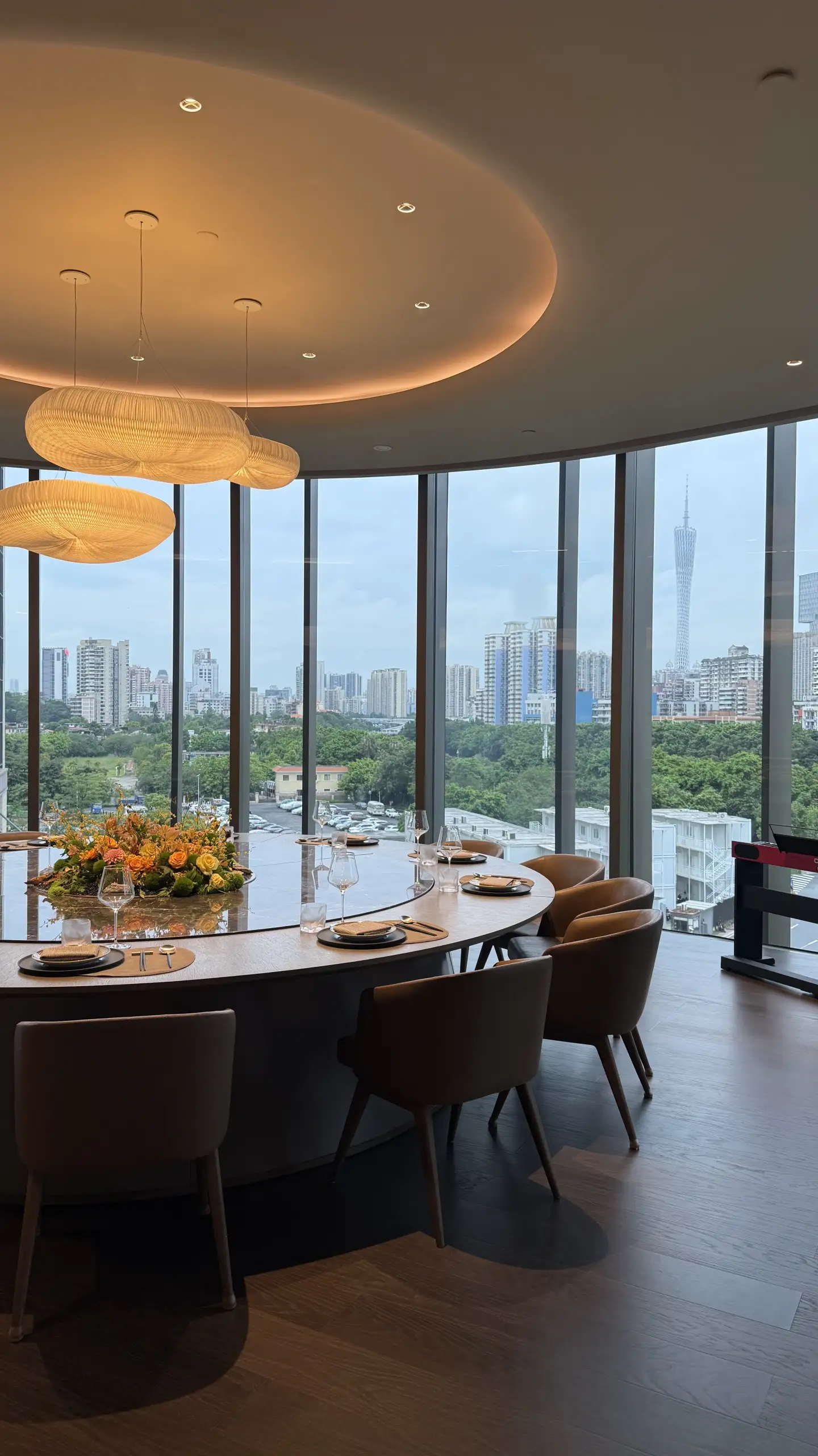 The Guangzhou skyline with the Canton Tower seen through the windows of Flawless Effect’s meeting space