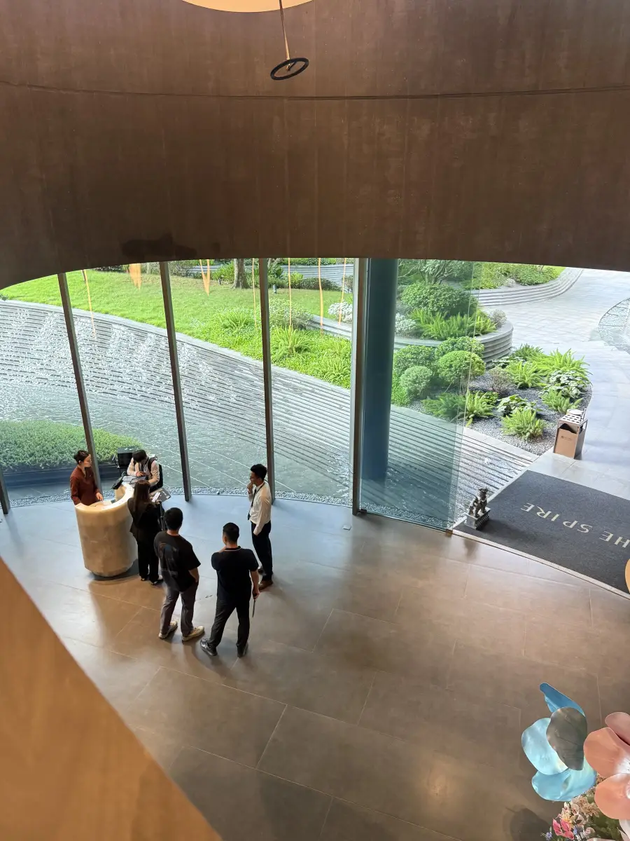 Overhead view of the lobby at the Guangzhou meeting space